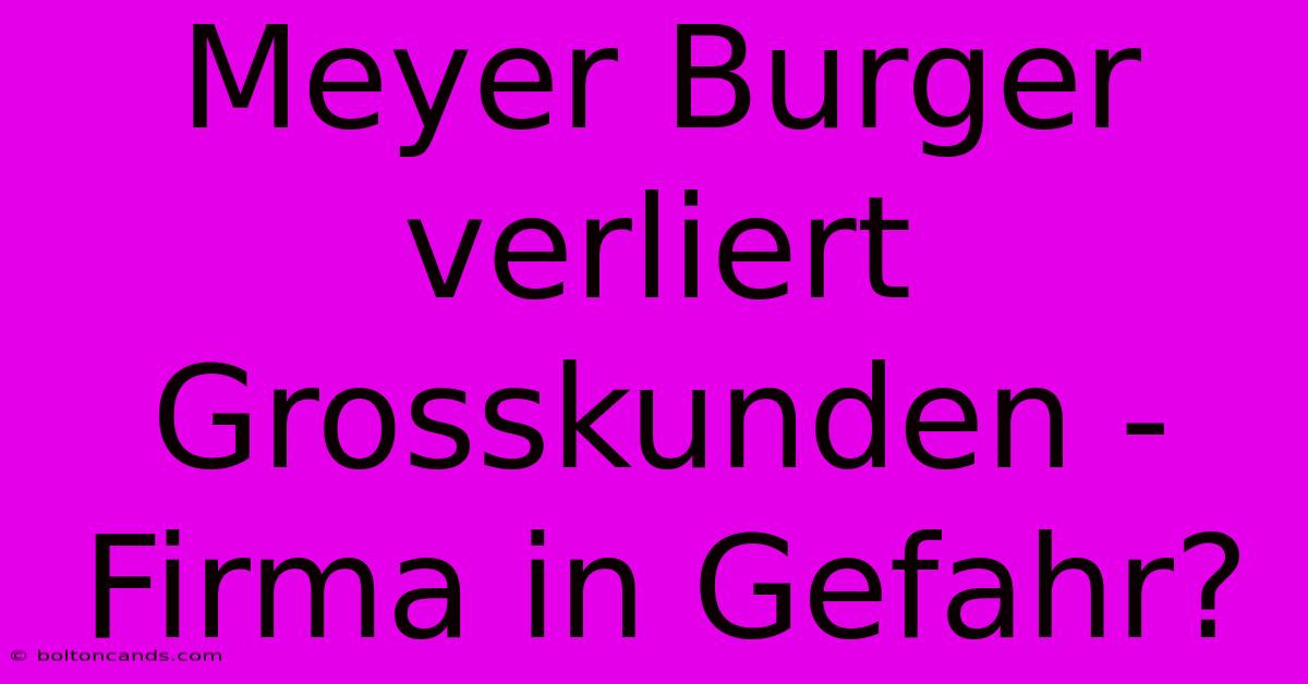 Meyer Burger Verliert Grosskunden - Firma In Gefahr?