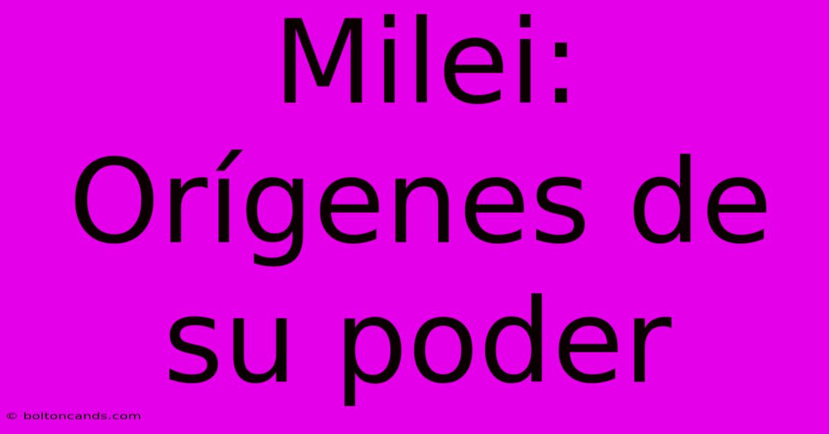 Milei: Orígenes De Su Poder