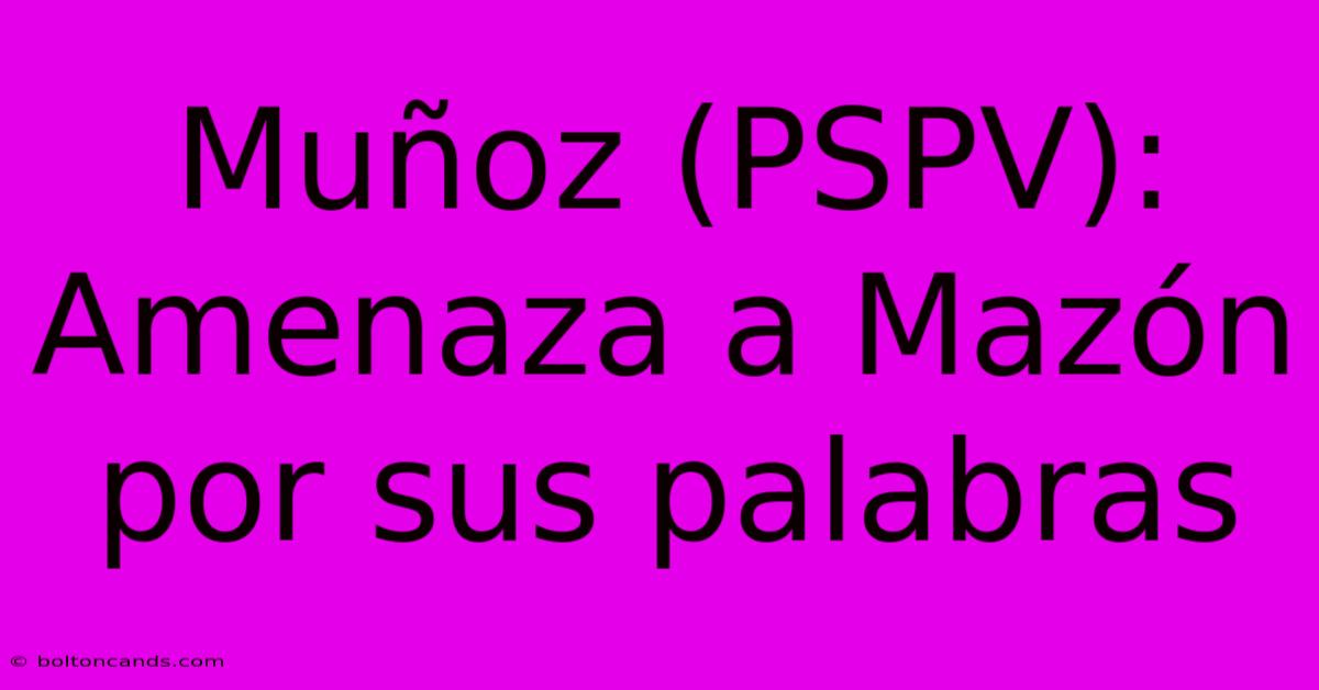 Muñoz (PSPV): Amenaza A Mazón Por Sus Palabras