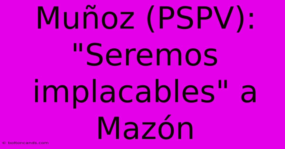 Muñoz (PSPV): 