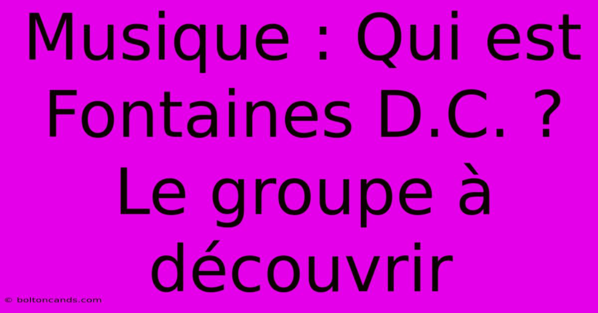 Musique : Qui Est Fontaines D.C. ? Le Groupe À Découvrir 