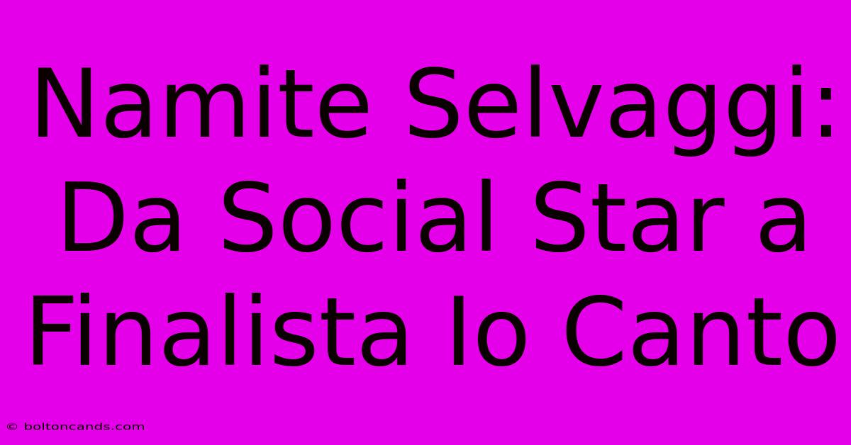 Namite Selvaggi: Da Social Star A Finalista Io Canto