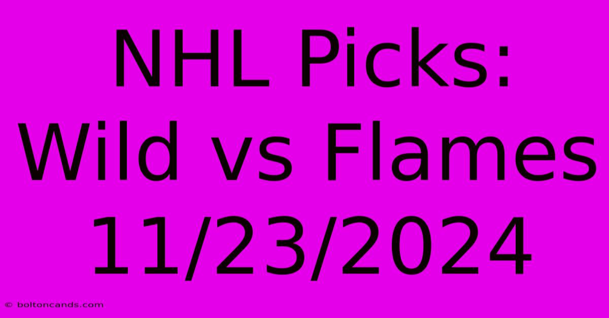 NHL Picks: Wild Vs Flames 11/23/2024