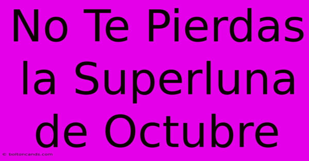 No Te Pierdas La Superluna De Octubre