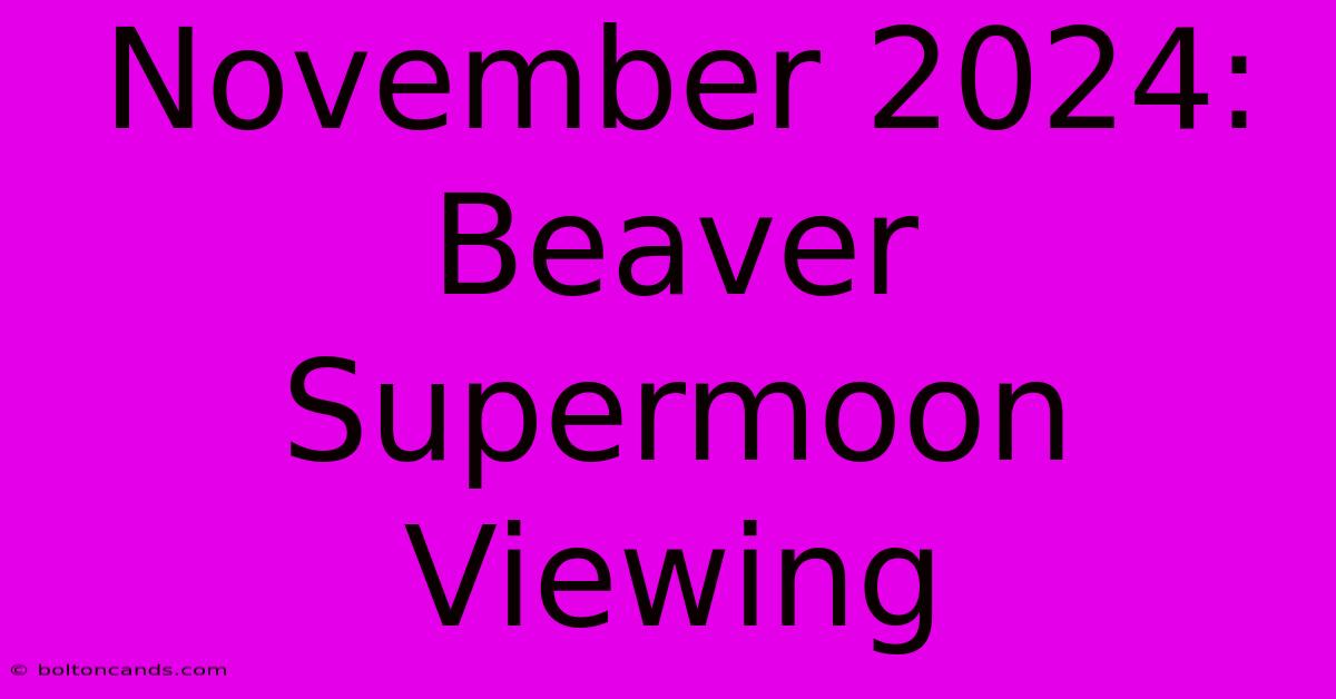 November 2024: Beaver Supermoon Viewing