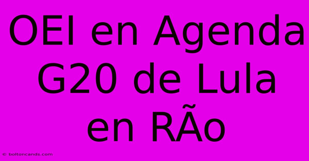 OEI En Agenda G20 De Lula En RÃ­o