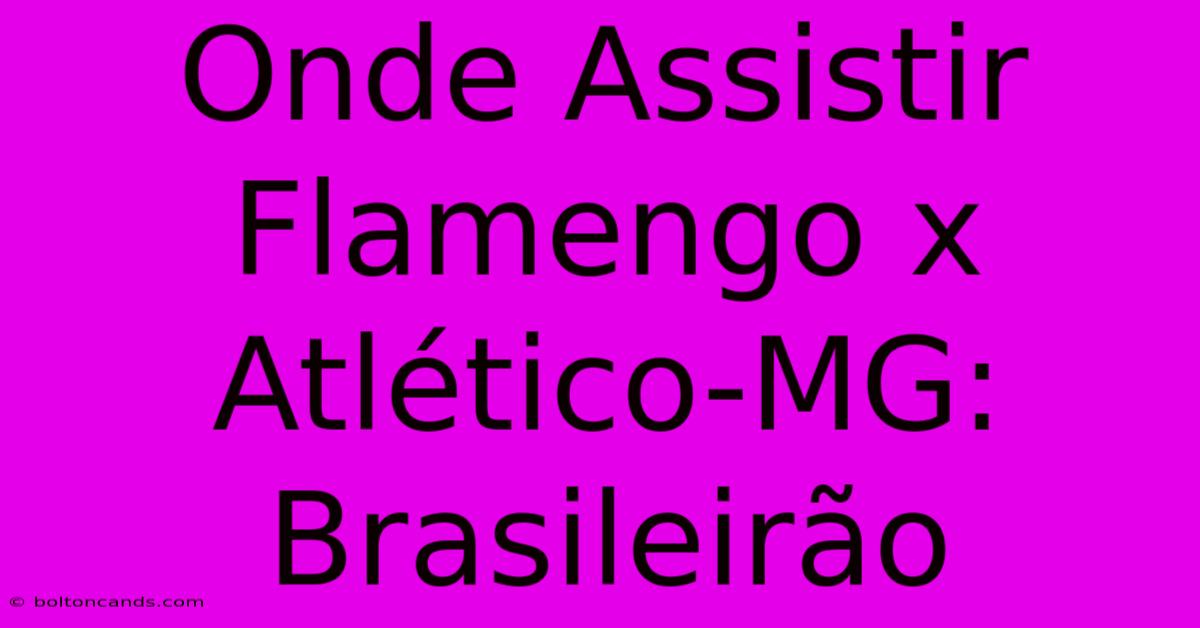 Onde Assistir Flamengo X Atlético-MG: Brasileirão