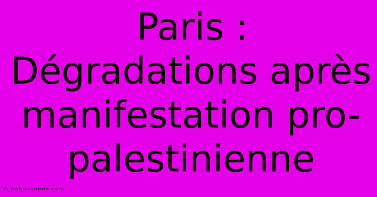 Paris : Dégradations Après Manifestation Pro-palestinienne