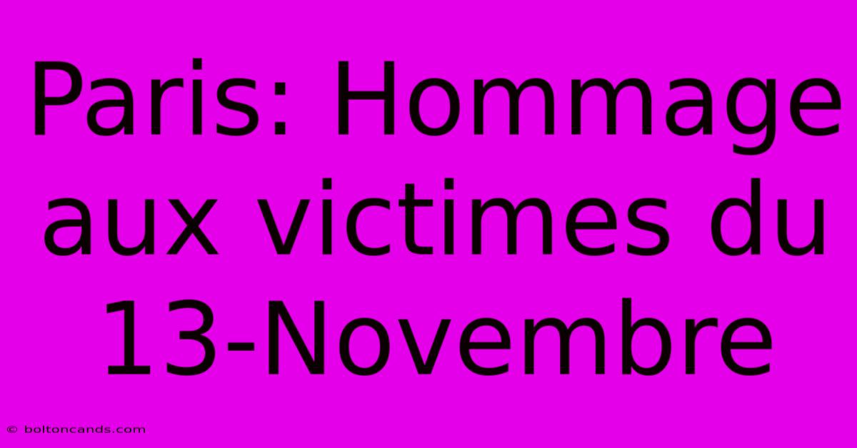 Paris: Hommage Aux Victimes Du 13-Novembre