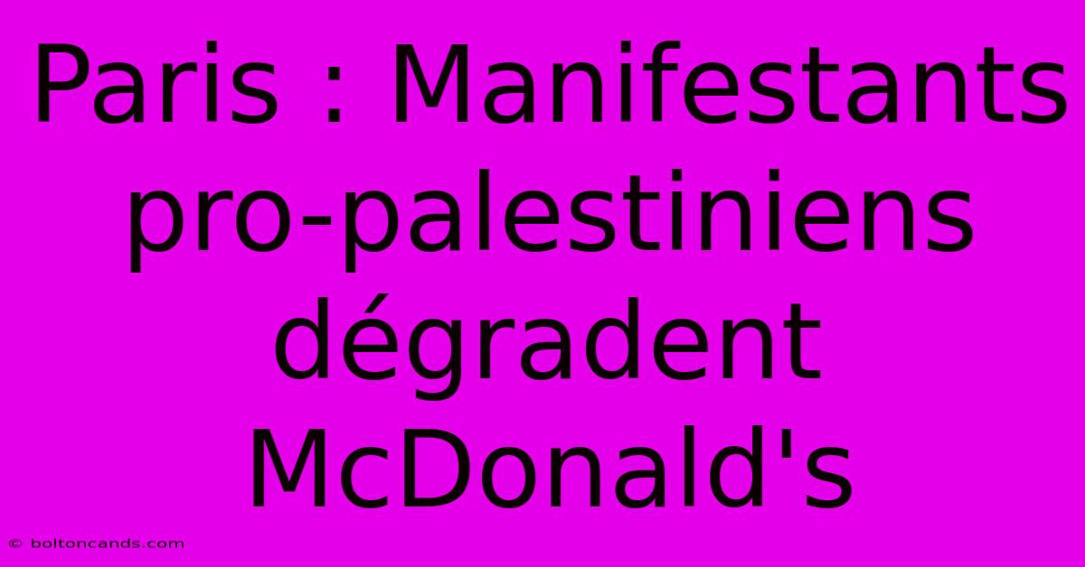 Paris : Manifestants Pro-palestiniens Dégradent McDonald's