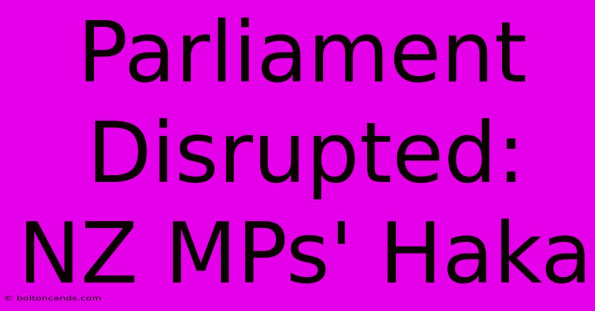 Parliament Disrupted: NZ MPs' Haka