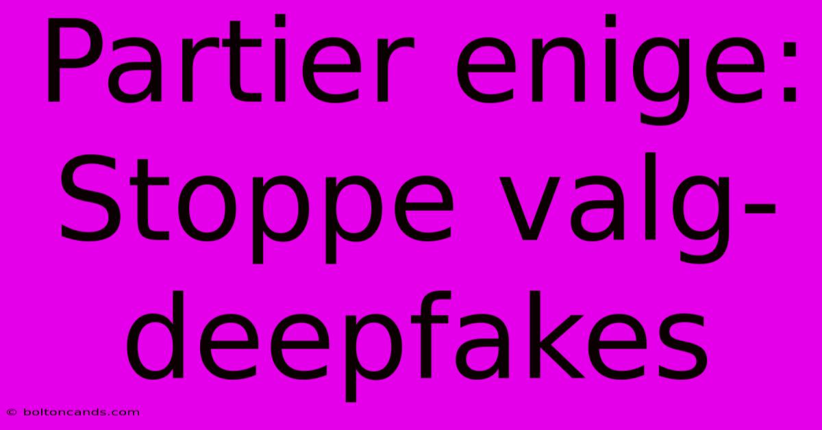 Partier Enige: Stoppe Valg-deepfakes