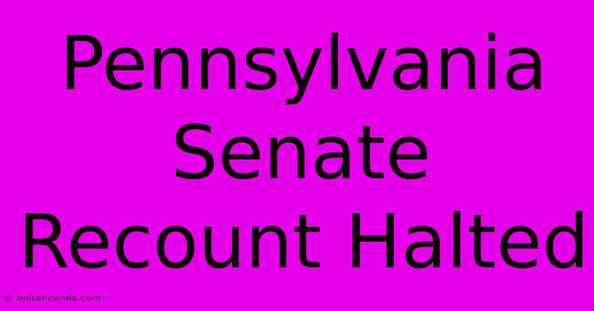 Pennsylvania Senate Recount Halted