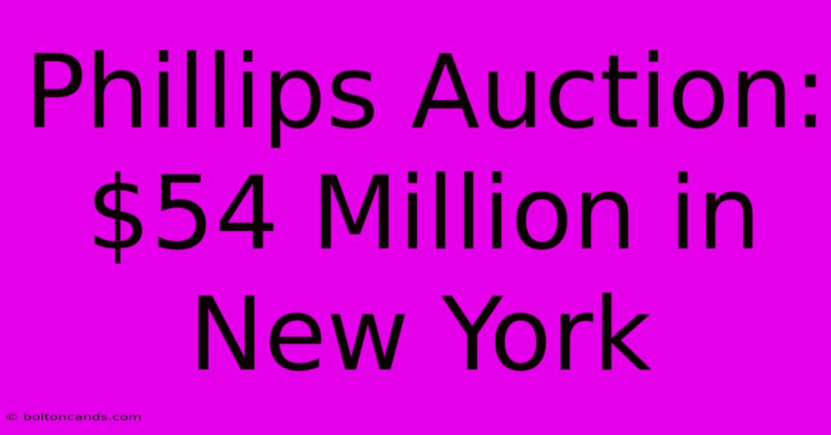 Phillips Auction: $54 Million In New York