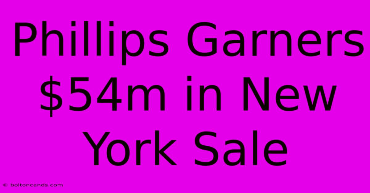 Phillips Garners $54m In New York Sale