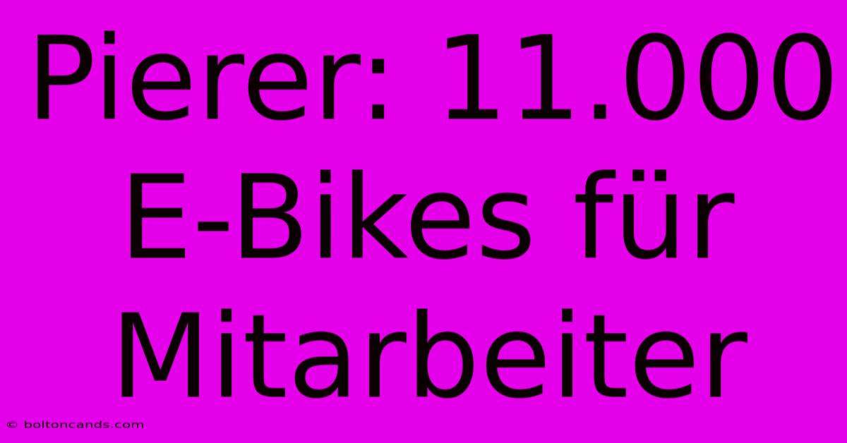 Pierer: 11.000 E-Bikes Für Mitarbeiter