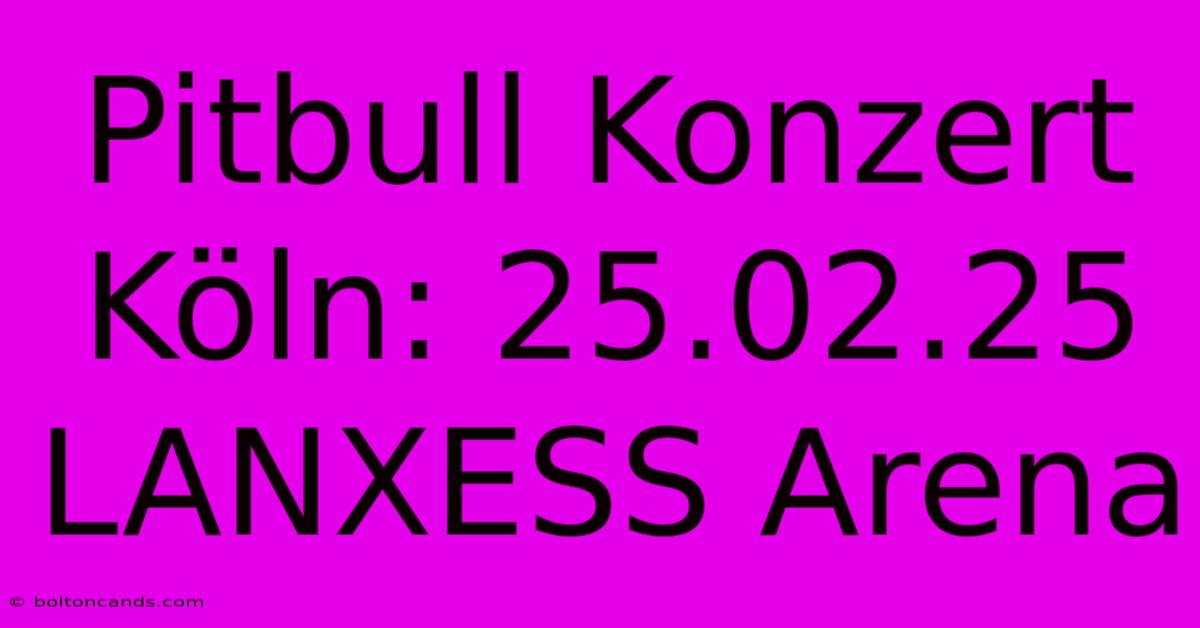 Pitbull Konzert Köln: 25.02.25 LANXESS Arena