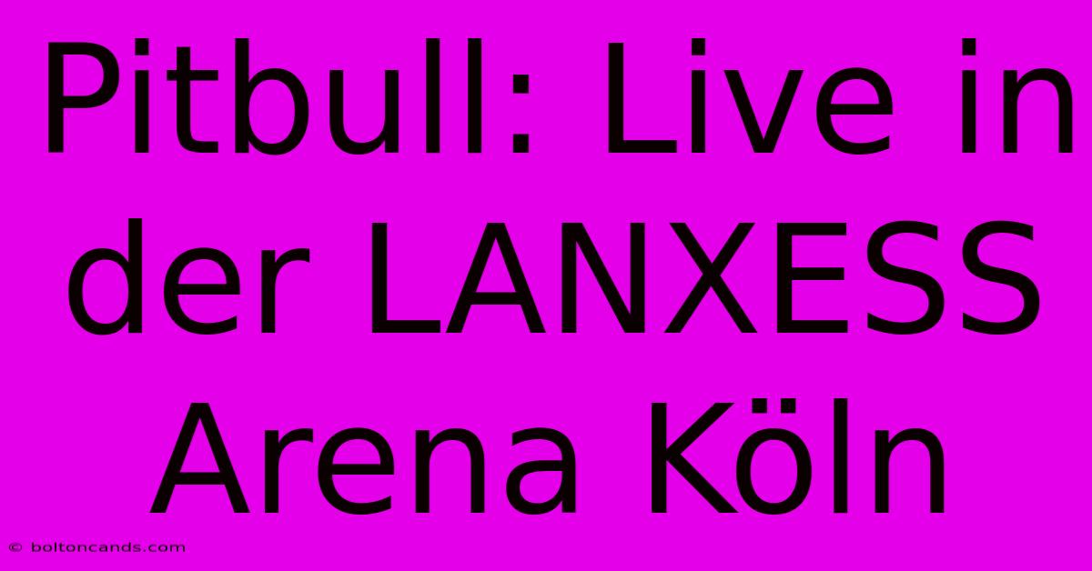 Pitbull: Live In Der LANXESS Arena Köln