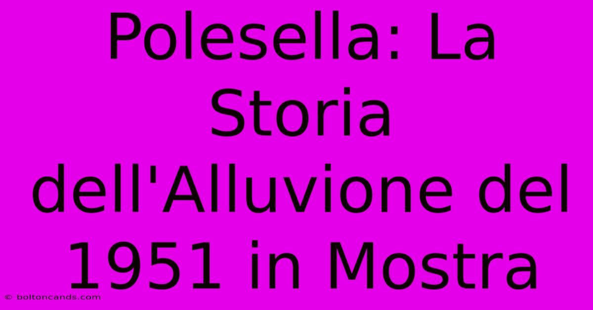 Polesella: La Storia Dell'Alluvione Del 1951 In Mostra