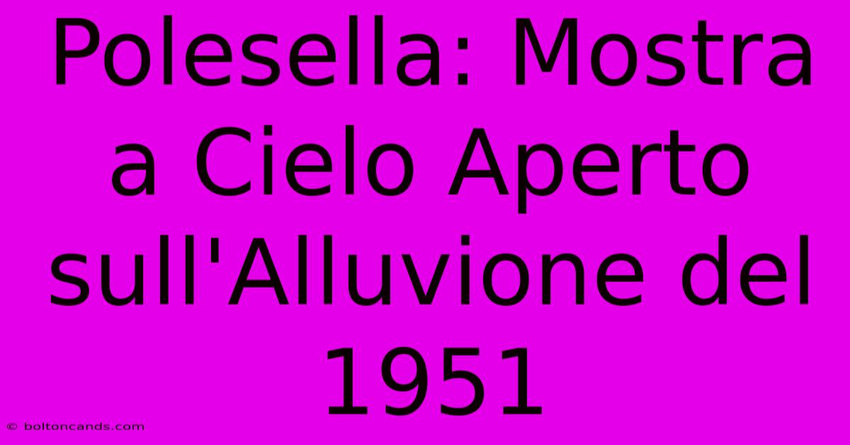 Polesella: Mostra A Cielo Aperto Sull'Alluvione Del 1951