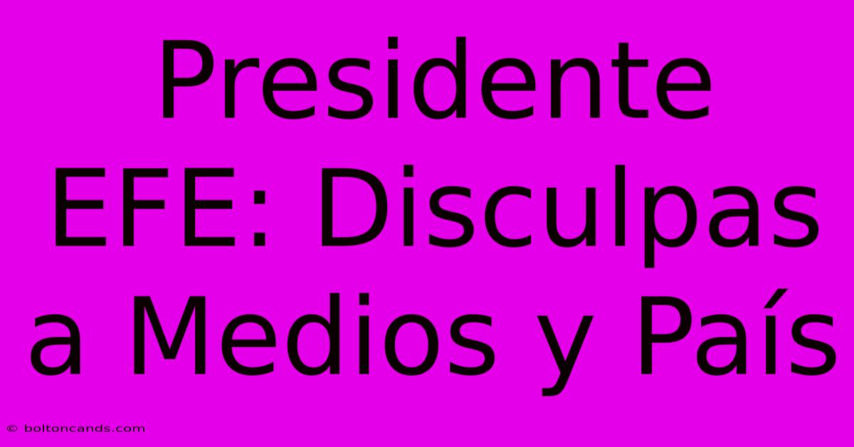 Presidente EFE: Disculpas A Medios Y País 