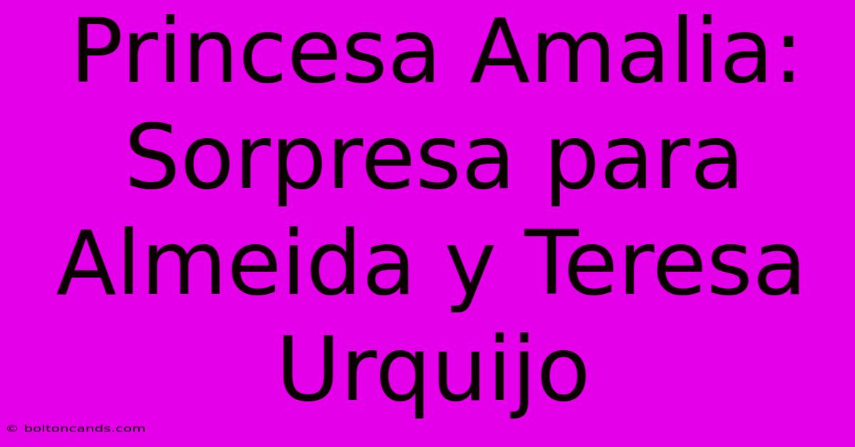 Princesa Amalia: Sorpresa Para Almeida Y Teresa Urquijo