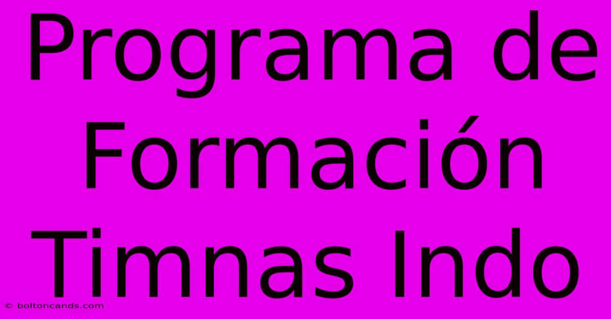 Programa De Formación Timnas Indo