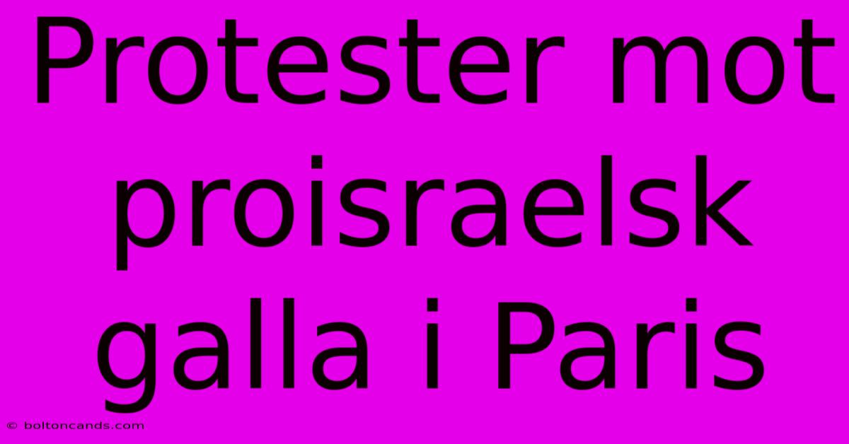 Protester Mot Proisraelsk Galla I Paris