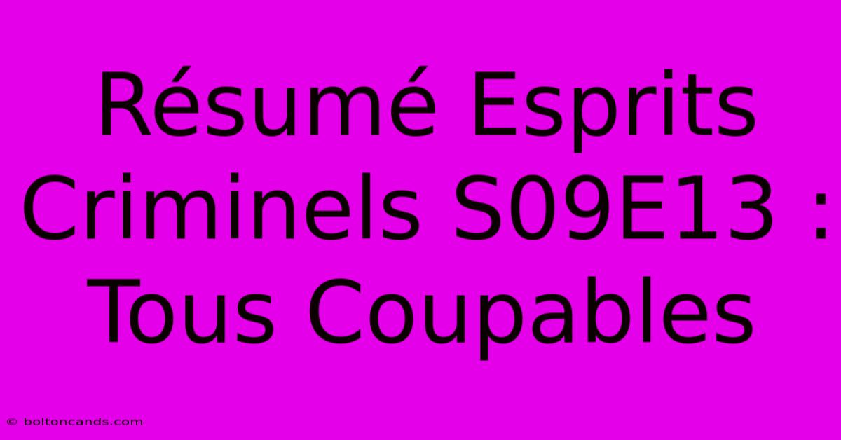 Résumé Esprits Criminels S09E13 : Tous Coupables