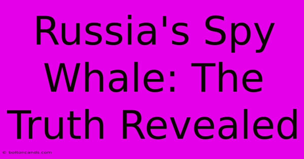 Russia's Spy Whale: The Truth Revealed