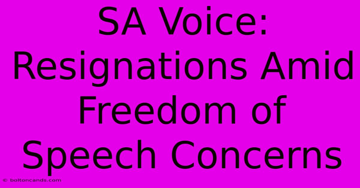 SA Voice: Resignations Amid Freedom Of Speech Concerns 