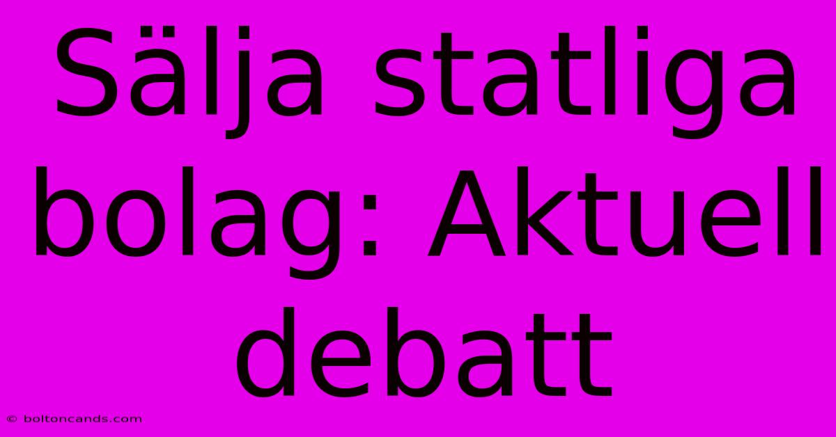 Sälja Statliga Bolag: Aktuell Debatt