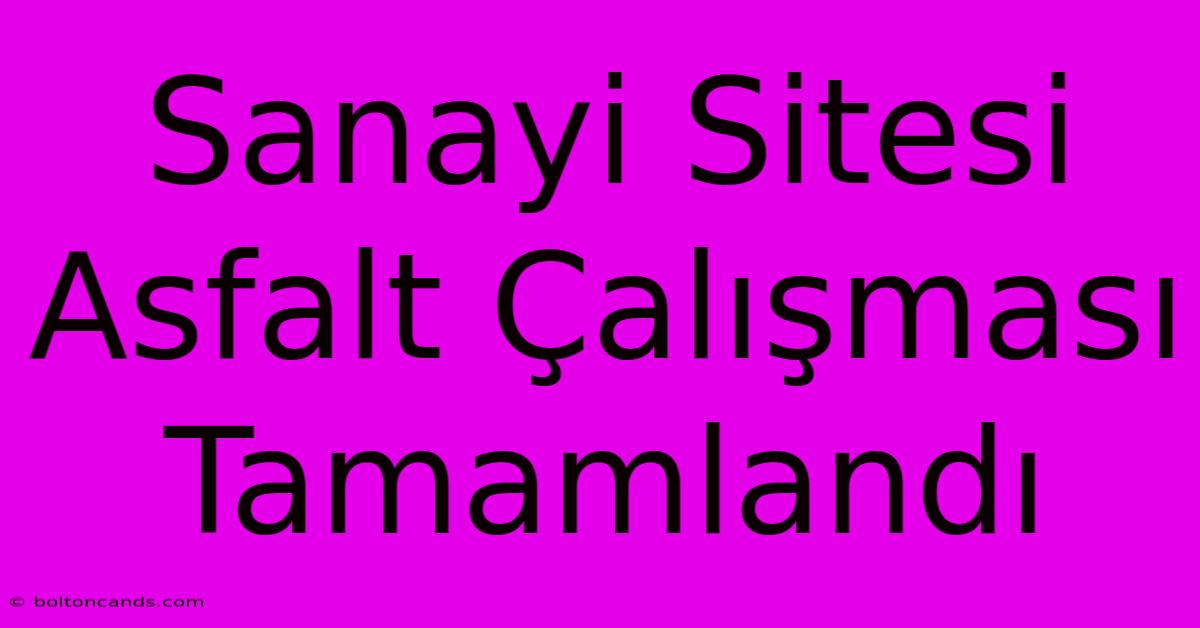 Sanayi Sitesi Asfalt Çalışması Tamamlandı