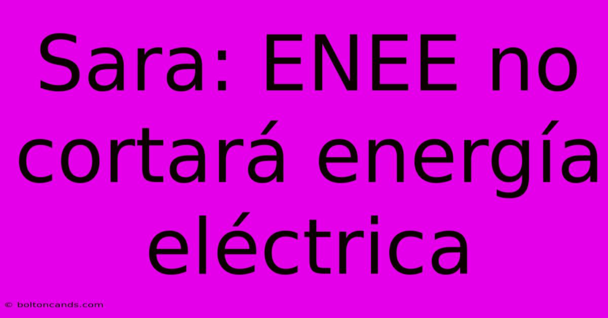 Sara: ENEE No Cortará Energía Eléctrica 