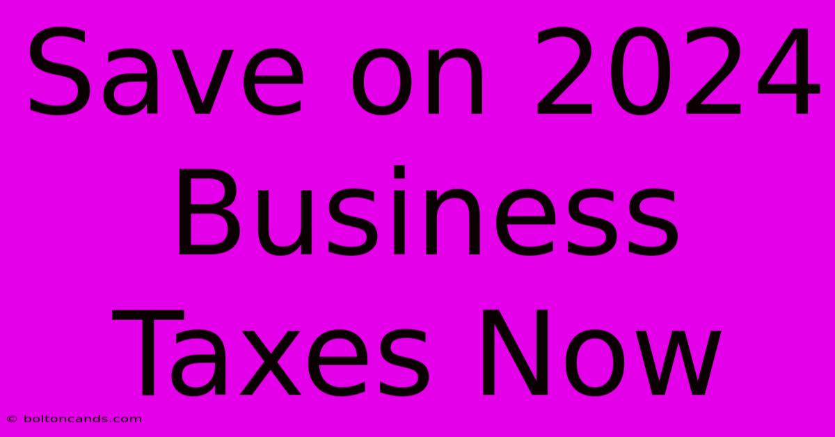 Save On 2024 Business Taxes Now