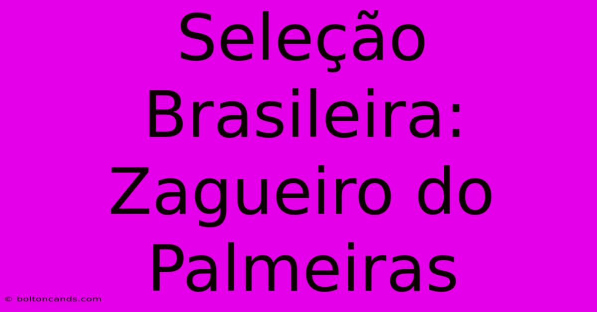 Seleção Brasileira: Zagueiro Do Palmeiras