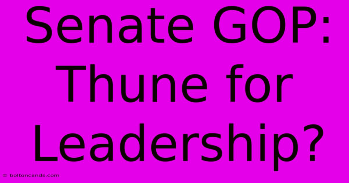 Senate GOP: Thune For Leadership? 