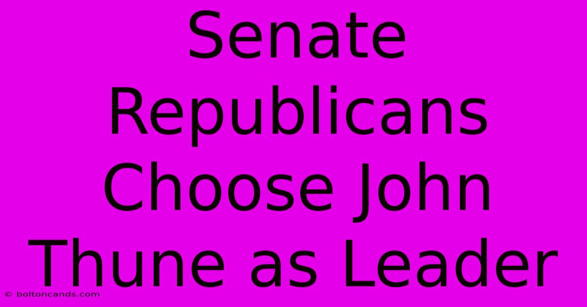 Senate Republicans Choose John Thune As Leader 