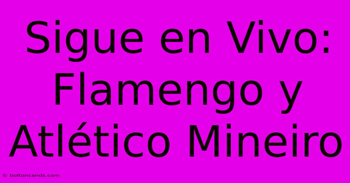 Sigue En Vivo: Flamengo Y Atlético Mineiro 