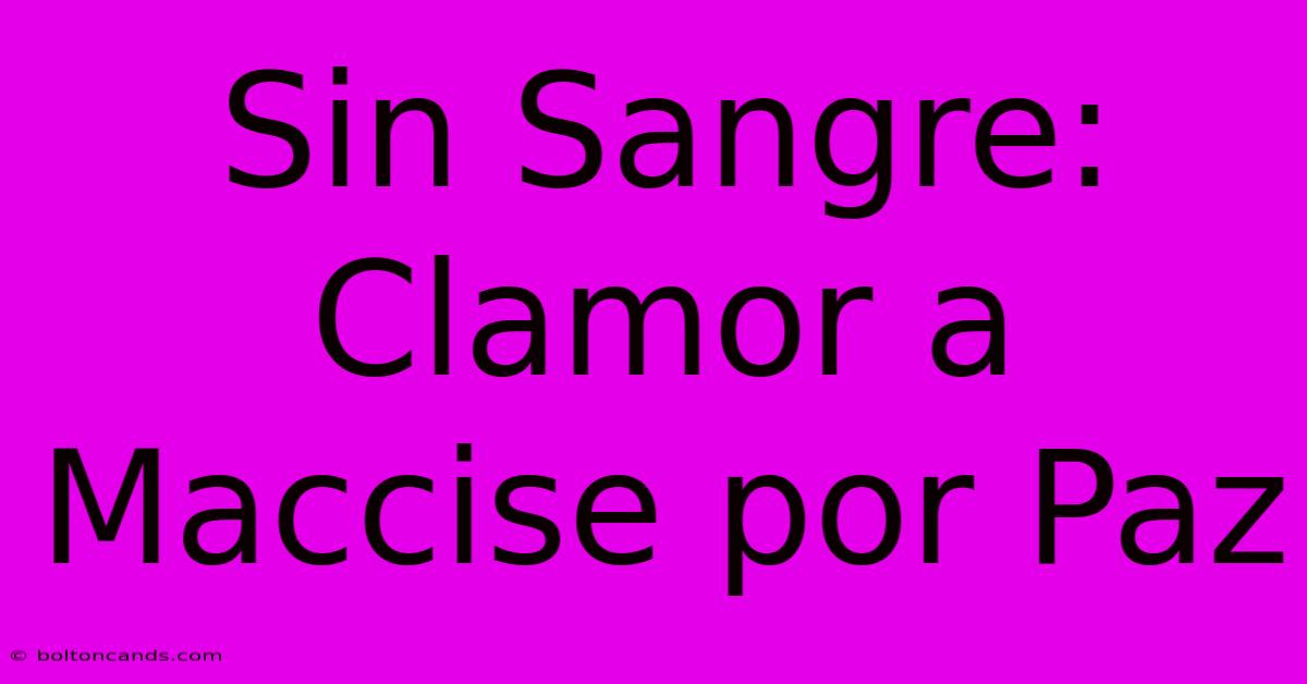 Sin Sangre: Clamor A Maccise Por Paz