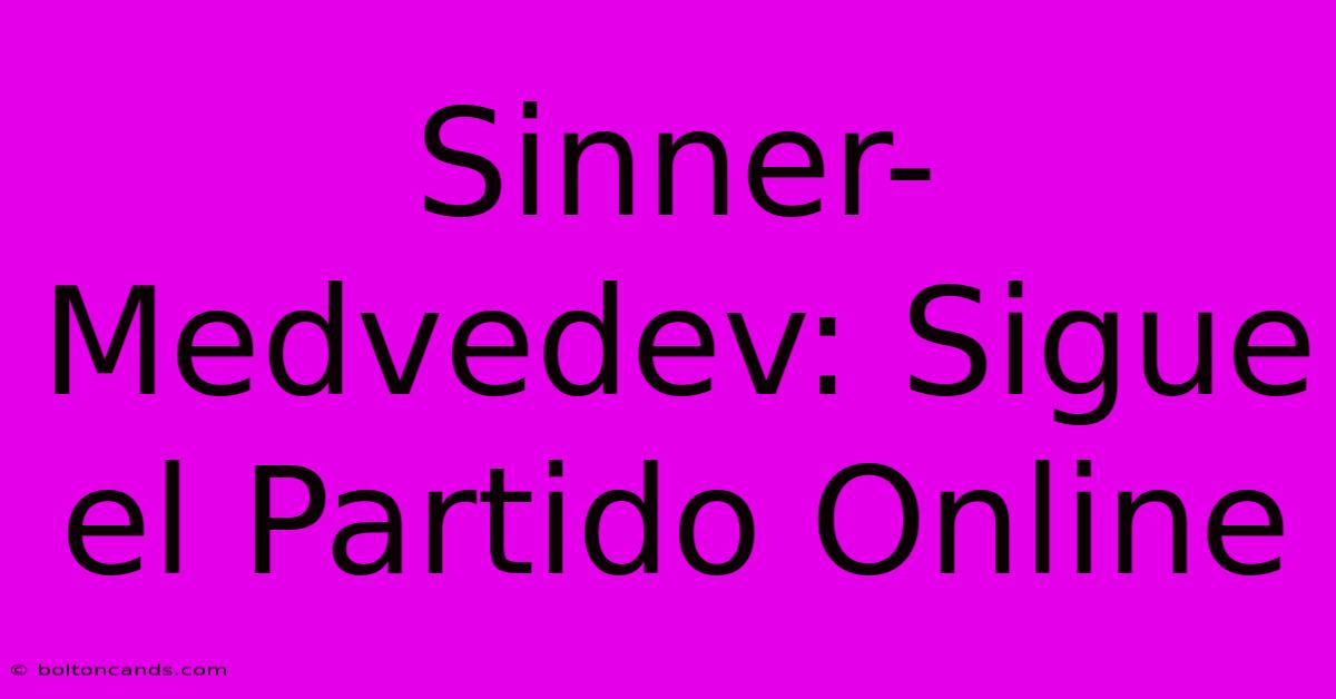 Sinner-Medvedev: Sigue El Partido Online