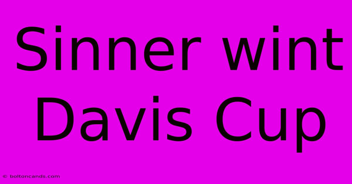 Sinner Wint Davis Cup