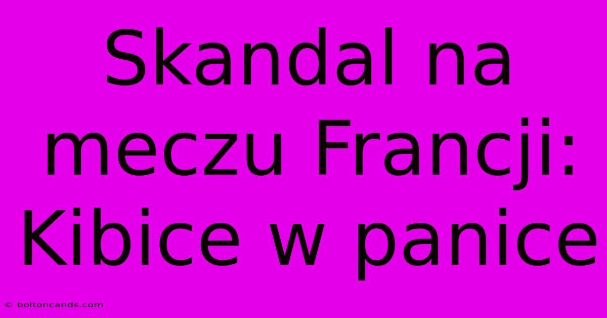 Skandal Na Meczu Francji: Kibice W Panice