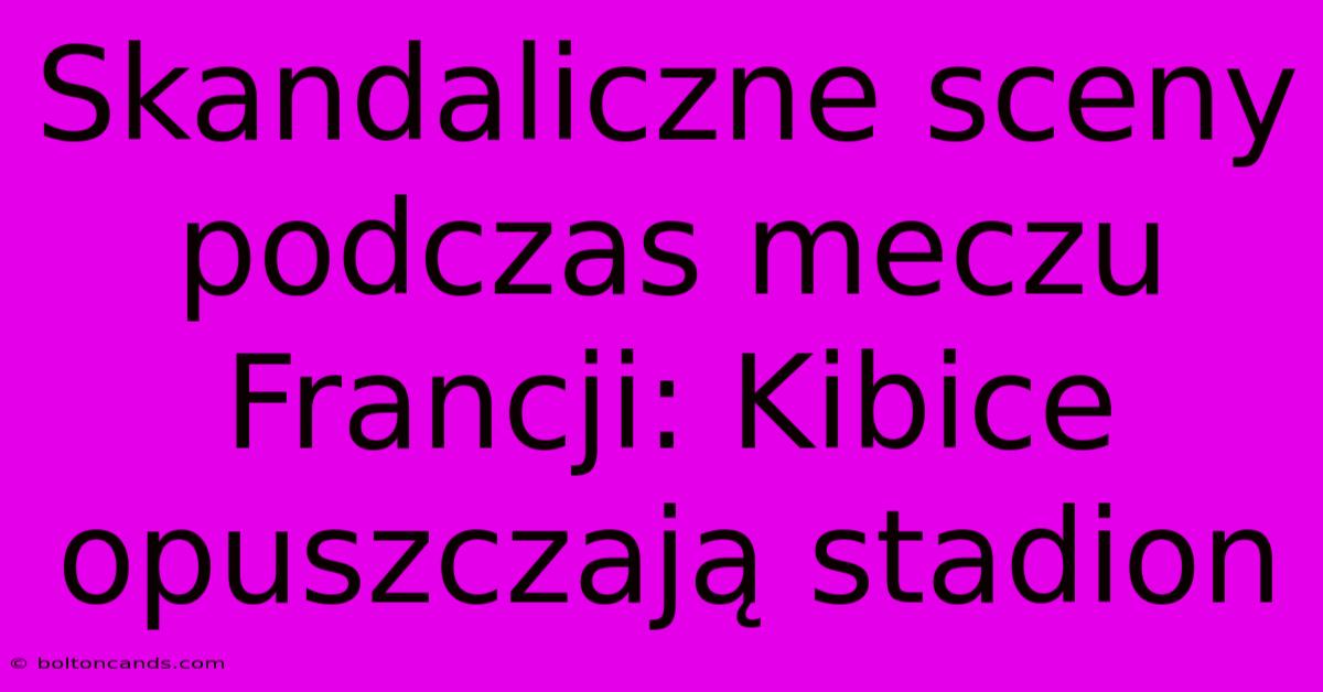 Skandaliczne Sceny Podczas Meczu Francji: Kibice Opuszczają Stadion 