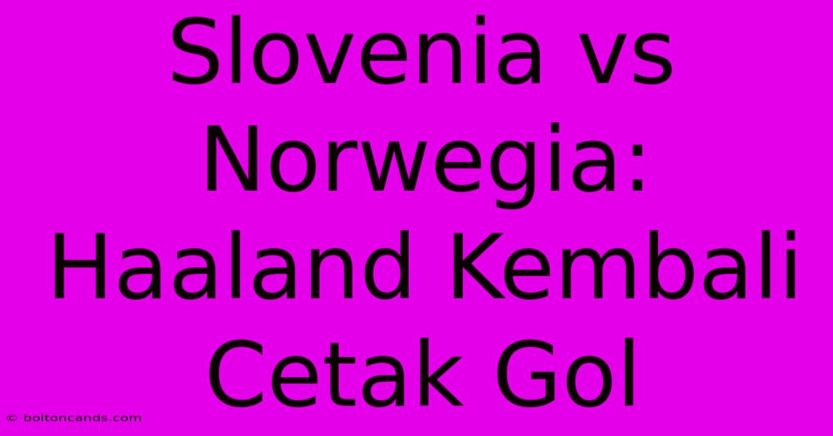 Slovenia Vs Norwegia: Haaland Kembali Cetak Gol