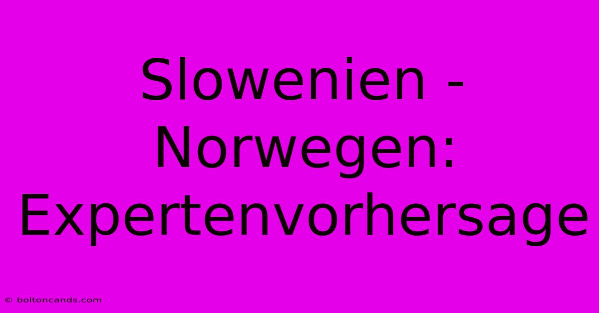 Slowenien - Norwegen: Expertenvorhersage