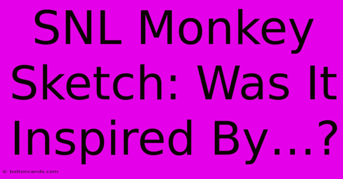 SNL Monkey Sketch: Was It Inspired By…?