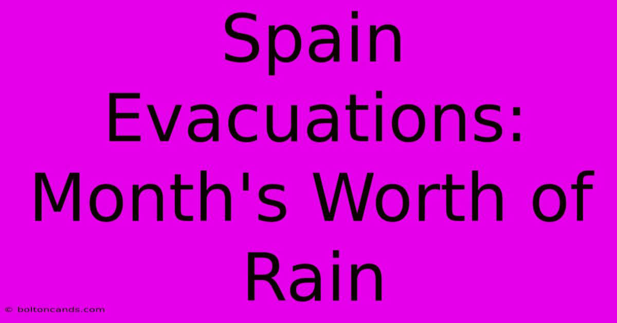 Spain Evacuations: Month's Worth Of Rain