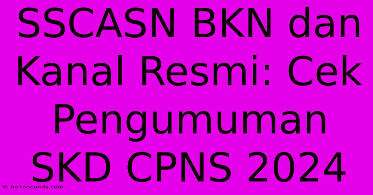 SSCASN BKN Dan Kanal Resmi: Cek Pengumuman SKD CPNS 2024 