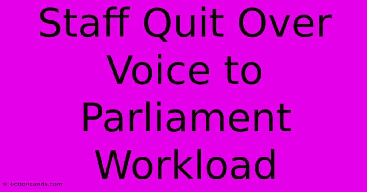 Staff Quit Over Voice To Parliament Workload 